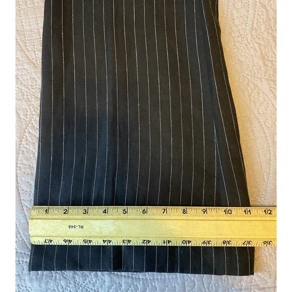 Vtg NWT Deadstock Polo Ralph Lauren Sz 10 Linen Blk Pinstripe Wide Leg Cuff Pnts - Picture 9 of 9
